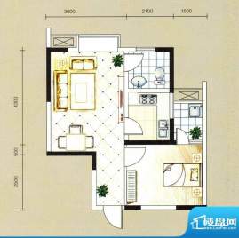 东湖首座B4户型图 1面积:51.23平米