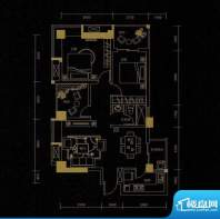 熙城C1户型图 2室2厅面积:91.02平米