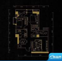 熙城C3户型图 2室2厅面积:77.63平米