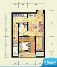 中化国际城D户型 1室面积:45.00m平米