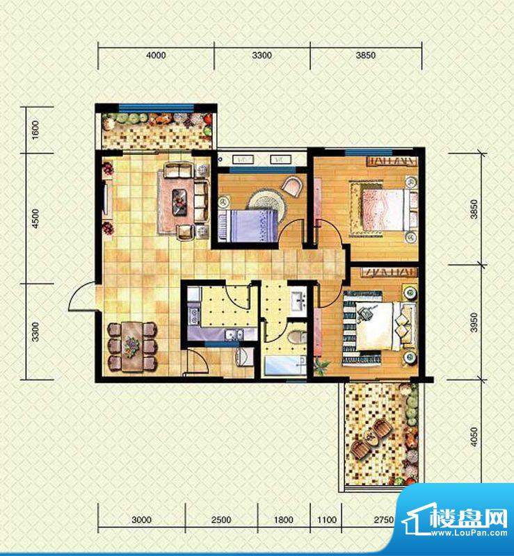 中化国际城U户型 3室面积:113.00m平米