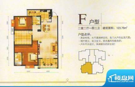 金东华府F户型面积:123.76m平米