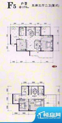 隆盛华府F5户型(复式面积:170.00m平米