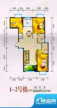 三湖名城1-2号楼B1户面积:119.00m平米