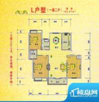 御龙兴景L户型 3室2面积:143.81m平米