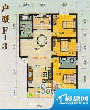 金张湾花园F 3室2厅面积:136.00m平米