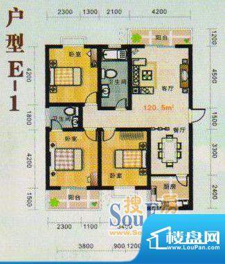金张湾花园E 3室2厅面积:120.00m平米