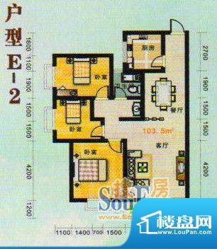 金张湾花园E 3室2厅面积:103.00m平米