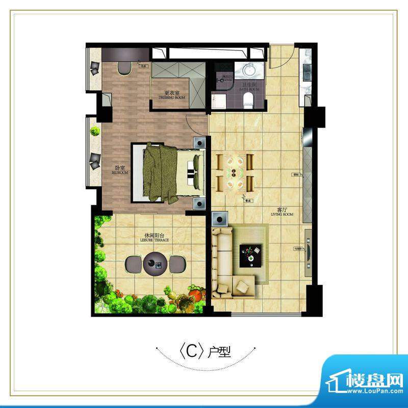 观湖国际C户型约88㎡面积:88.00m平米