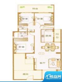 桃源水乡F-1户型 3室面积:135.93平米