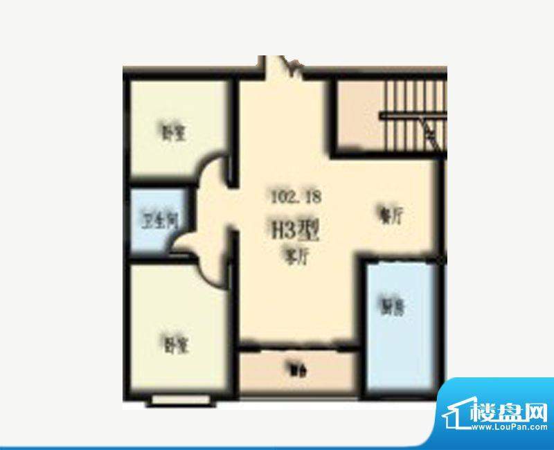 光谷润园H3户型 2室面积:102.18m平米