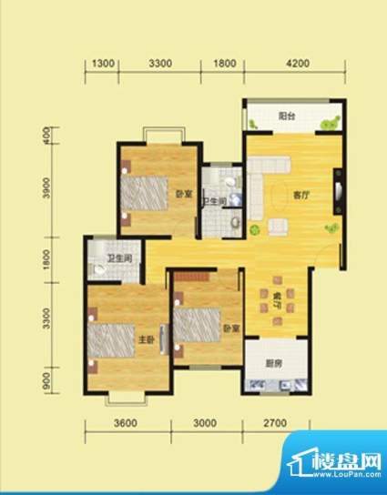 景泰嘉园一期A户型图面积:105.45m平米