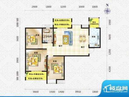 比克橄榄湾C2户型 2面积:100.00m平米