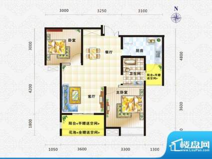 比克橄榄湾D1户型 2面积:81.00m平米