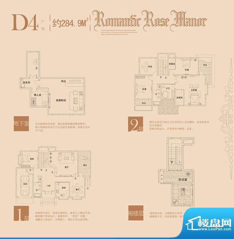 玫瑰十一英里D4户型面积:284.90m平米