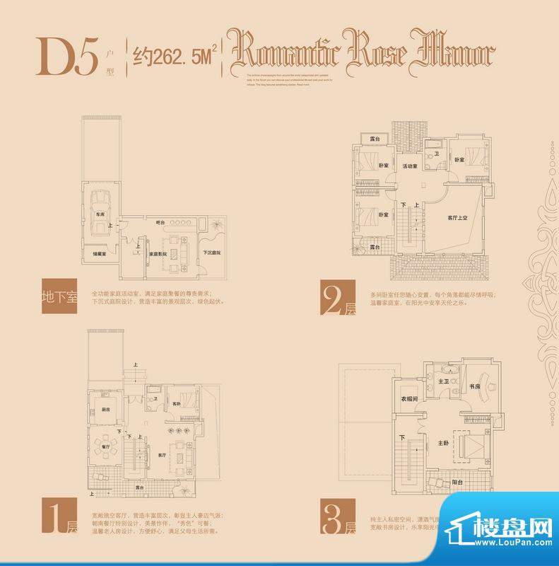 玫瑰十一英里D5户型面积:262.50m平米