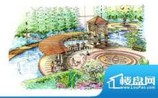 大楚城社区内喷泉广场手绘效果图