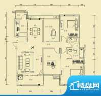 大楚城一期6栋E4户型面积:124.00m平米