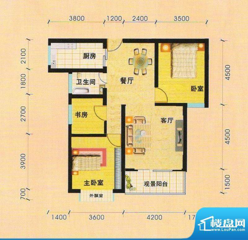 天慧小区3C户型3室面积:103.13m平米