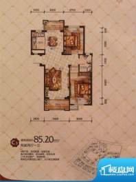 富虹太子城c3新 2室面积:85.20m平米