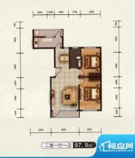 千金新城户型2 2室1面积:87.90m平米