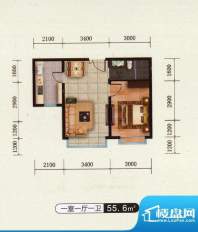 千金新城户型6 1室1面积:55.60m平米