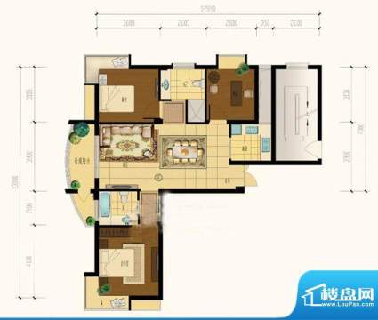 名仕嘉苑E户型 3室2面积:115.00m平米