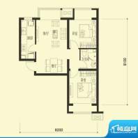 金融街·融汇B2户型 2室2厅1卫面积:76.00平米