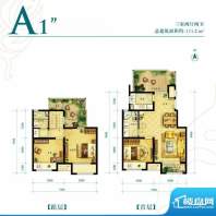 金地朗悦A1''户型图 3室2厅2卫面积:111.20平米