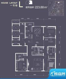 红玺台1号楼L户型 4室2厅3卫1厨面积:223.88平米