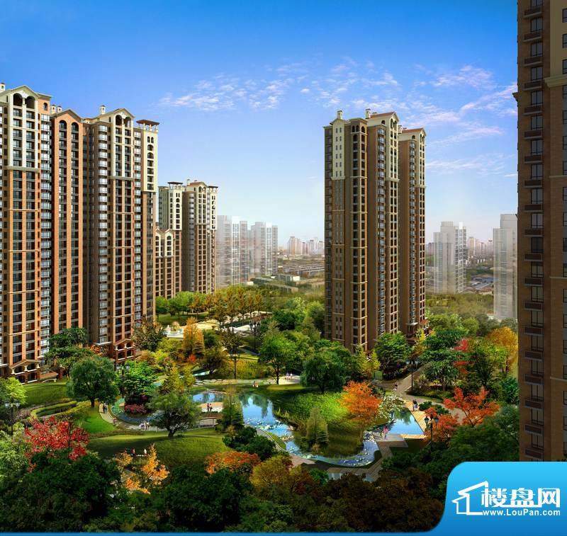 北京城建·红木林效果图-南区鸟瞰园林