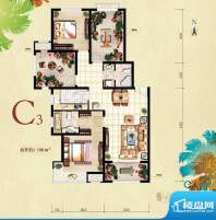 北京城建·红木林C3户型图 2室面积:108.00平米
