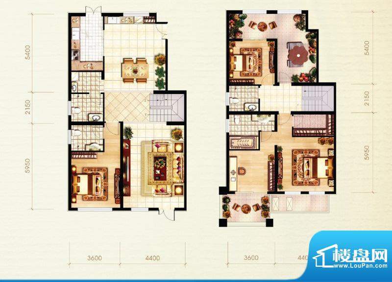 北京城建·红木林E1复式户型图面积:202.00平米