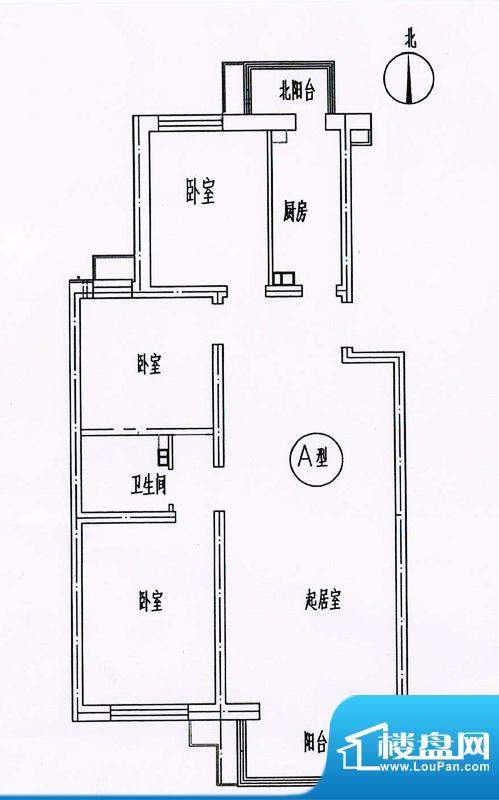 新悦家园三期17号楼A户型 3室1