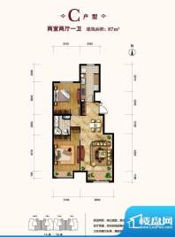 北京城建·世华龙樾C户型 2室2面积:87.00平米