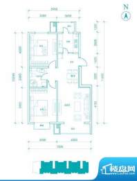 长阳光和作用B2户型图 2室2厅1面积:91.00平米