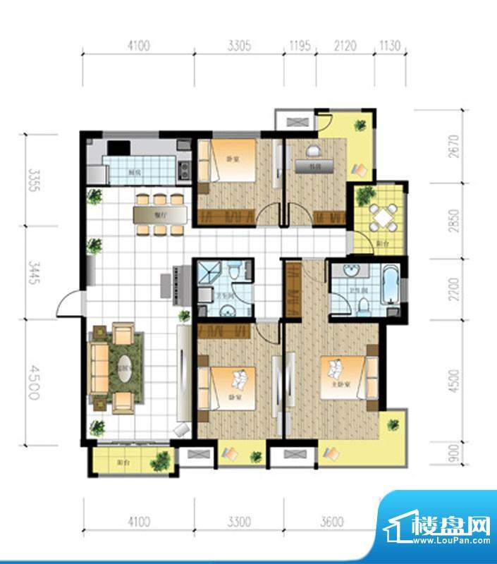 北京城建·世华泊郡13#H3户型 面积:158.00平米