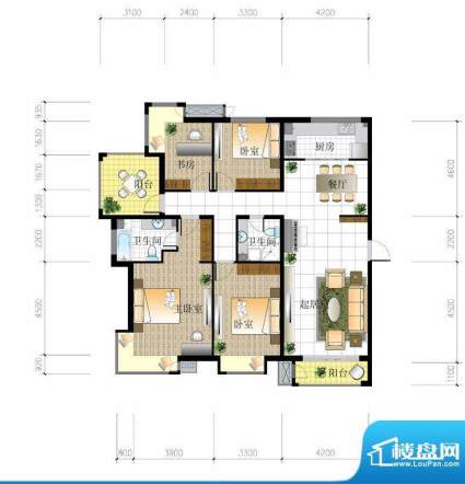 北京城建·世华泊郡4#I3户型 4面积:165.00平米