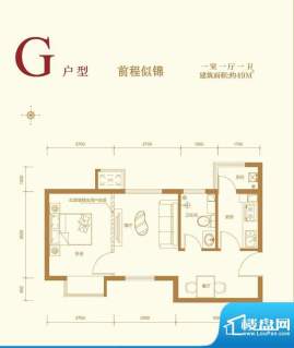 中国水电·云立方G户型 1室1厅面积:49.00平米
