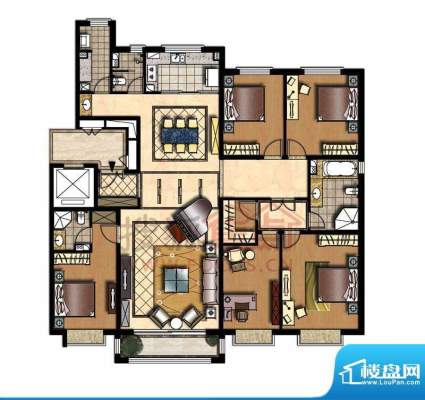 中信新城四居户型图 4室2厅2卫面积:228.00平米