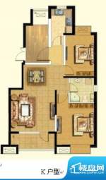 悦廷K户型 2室2厅1卫1厨面积:90.00平米