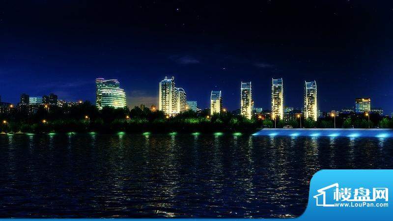 龙山广场夜景水面外景图