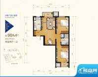 住总万科·金域华府1号楼F户型面积:90.00平米