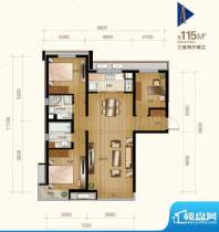 住总万科·金域华府A户型 3室2面积:115.00平米