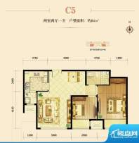 鸿坤·曦望山C5户型图 2室2厅1面积:88.00平米