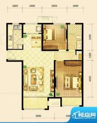 鸿坤·曦望山A3户型 2室2厅1卫面积:97.00平米