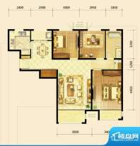 鸿坤·曦望山B4户型 3室2厅1卫面积:114.00平米