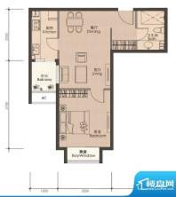润泽公馆A-1户型 1室2厅1卫1厨面积:60.00平米