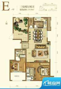 大苑·海淀名著E-甲户型图 3室面积:115.18平米