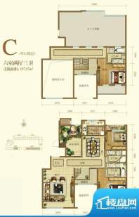 大苑·海淀名著C-甲1户型图 6室面积:197.97平米